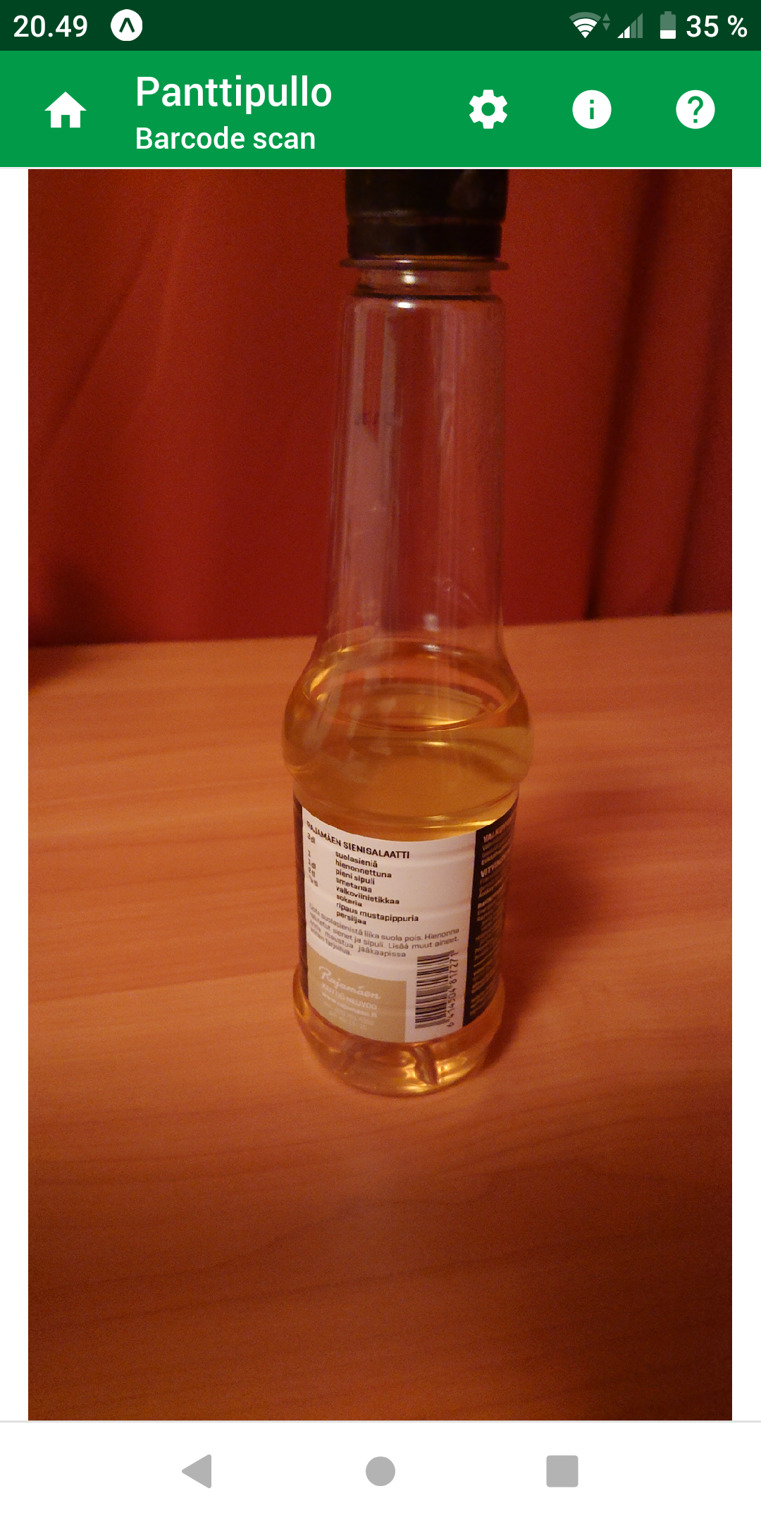Scanning barcode from a plastic bottle